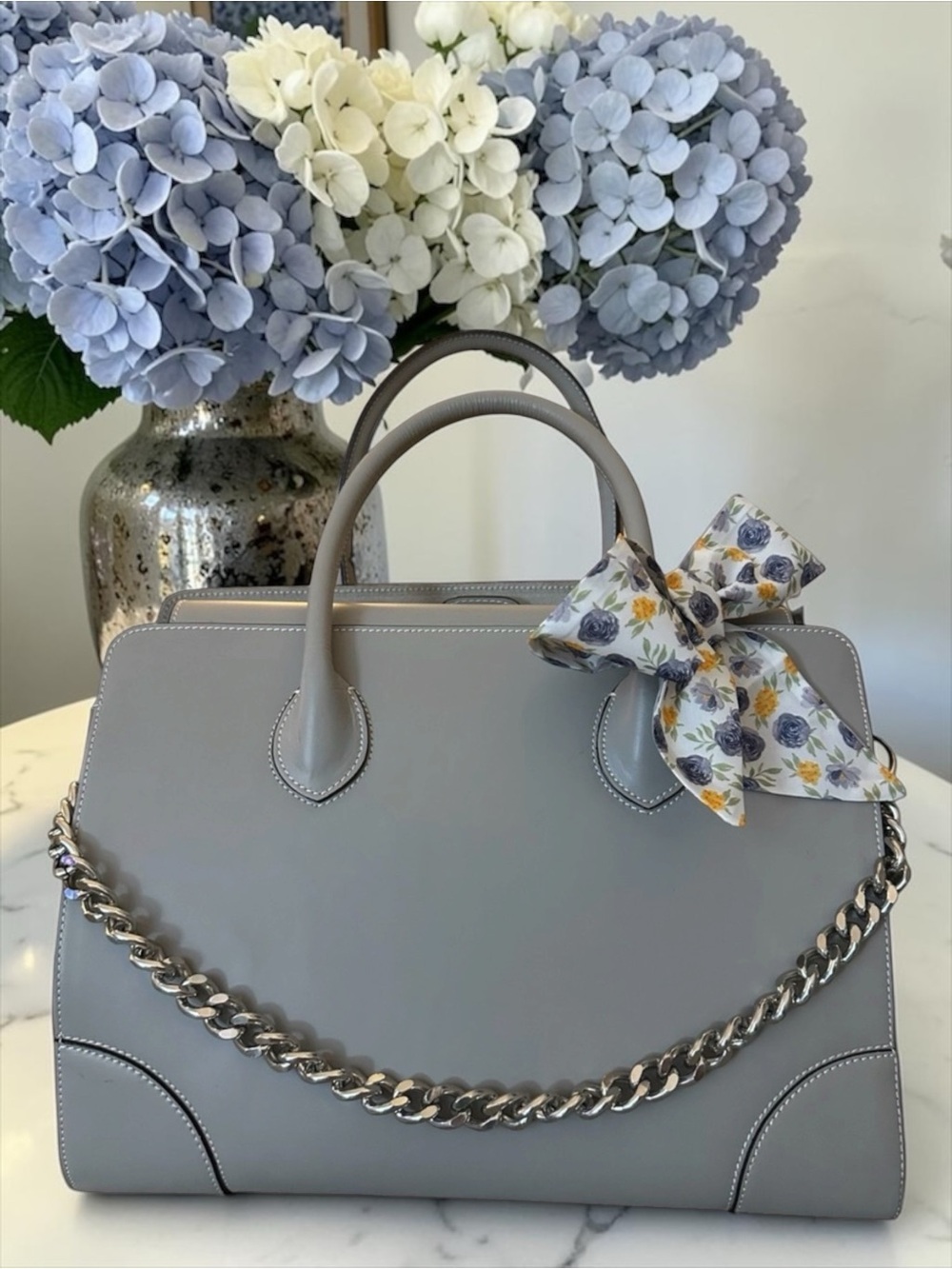 Alberta Di Canio Made in Italy Genuine Leather Grey Satchel Handbag Quiet Luxury - Picture 10 of 12